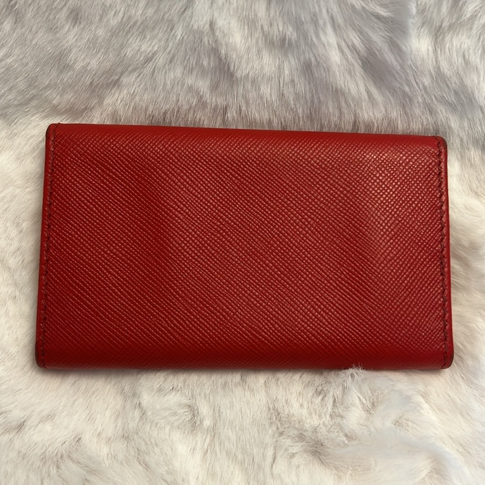 Prada ❤️Red❤️Saffiano leather key holder/card case double snaps - Picture 3 of 16